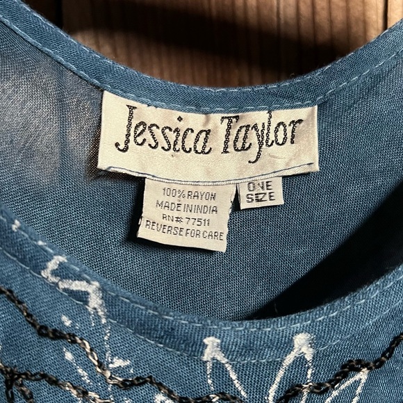 Jessica Taylor Vibrant Colorful Tie Dye Floral Embroidered 70’s Dress One Size - Picture 7 of 8